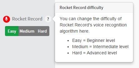 Rocket Record difficulty settings